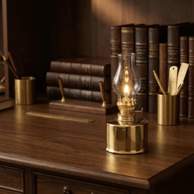 Laiton Héritage - Lampe à Huile sur un bureau